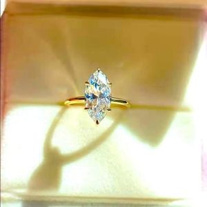 Solid 14k gold 3ct marquis moissanite ring